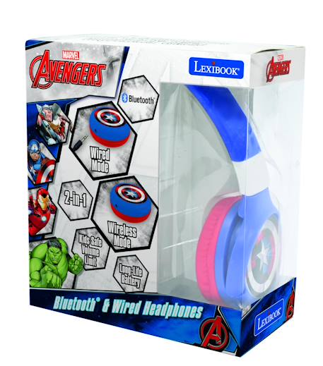 Casque 2 en 1 avengers bluetooth et filaire avec limitation de son MULTICOLORE 5 - vertbaudet enfant 