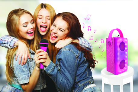 Enceinte bluetooth lumineuse rose avec micro Blanc 4 - vertbaudet enfant 