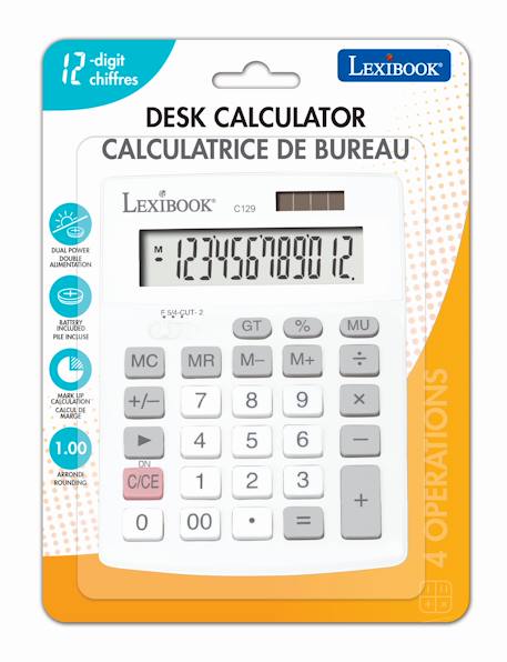 Calculatrice de bureau 12 chiffres avec double alimentation Blanc 5 - vertbaudet enfant 
