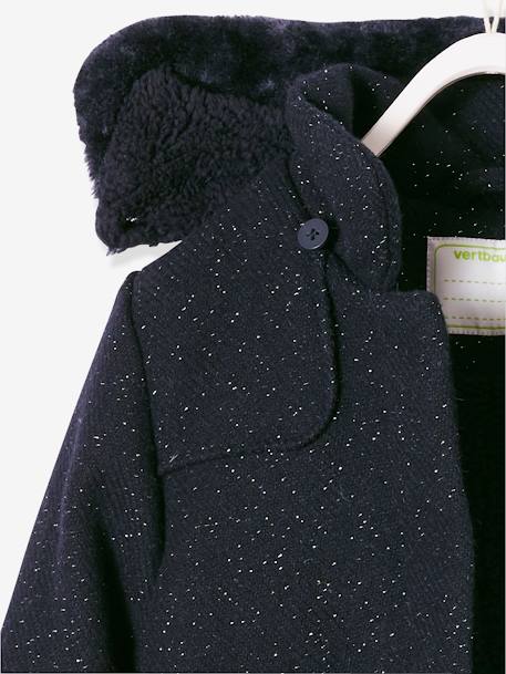 Manteau à capuche fille drap de laine Marine grisé 9 - vertbaudet enfant 