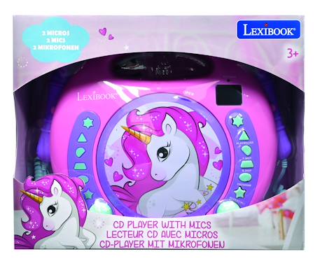 Lecteur cd portable avec 2 microphones coloris licorne MULTICOLORE 6 - vertbaudet enfant 
