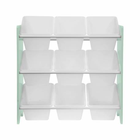 Meuble de rangement pour enfant avec 9 casiers - tobias - mdf décor bois naturel, 64x295x60cm Blanc+Naturel+Vert céladon 14 - vertbaudet enfant 