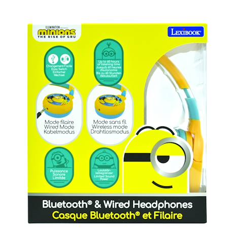 Casque 2 en 1 les minions bluetooth et filaire avec limitation de son Jaune 6 - vertbaudet enfant 