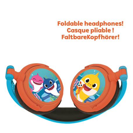 Casque stéréo filaire pliable baby shark avec limitation de volume d'écoute MULTICOLORE 3 - vertbaudet enfant 