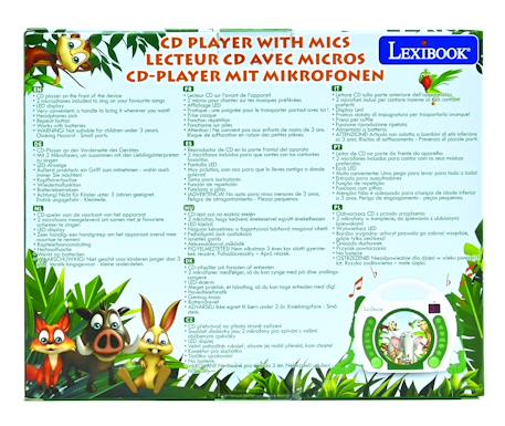 Lecteur cd portable avec 2 microphones animaux MULTICOLORE 6 - vertbaudet enfant 