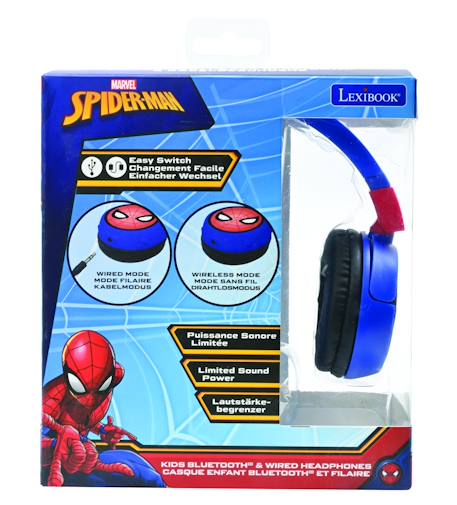 Casque 2 en 1 spiderman bluetooth et filaire avec limitation de son MULTICOLORE 5 - vertbaudet enfant 