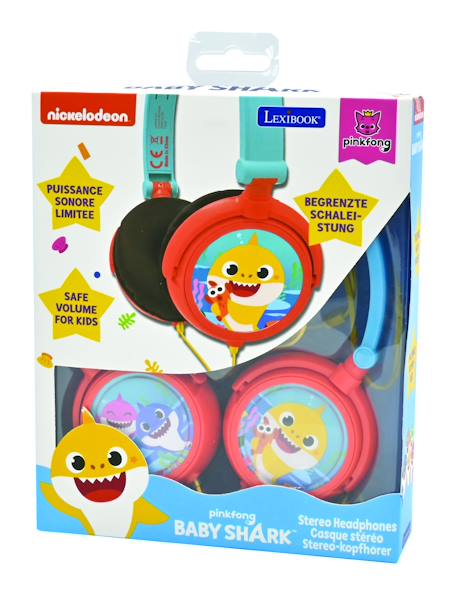 Casque stéréo filaire pliable baby shark avec limitation de volume d'écoute MULTICOLORE 5 - vertbaudet enfant 