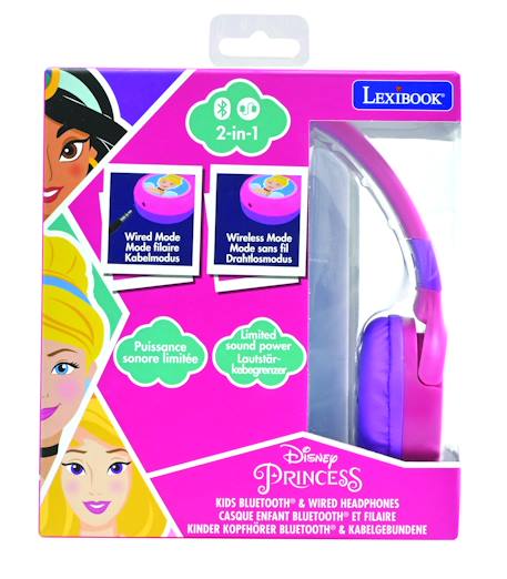 Casque 2 en 1 disney princesse bluetooth et filaire avec limitation de son MULTICOLORE 6 - vertbaudet enfant 