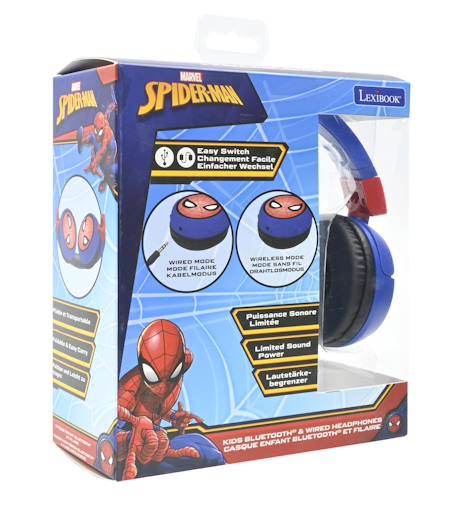 Casque 2 en 1 spiderman bluetooth et filaire avec limitation de son MULTICOLORE 6 - vertbaudet enfant 