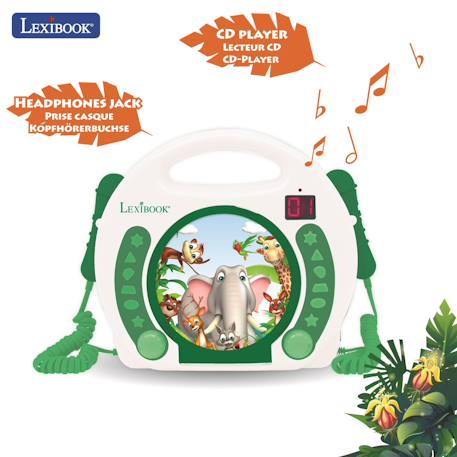 Lecteur cd portable avec 2 microphones animaux MULTICOLORE 2 - vertbaudet enfant 