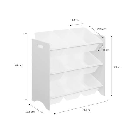 Lot de 2 meubles de rangement pour enfant, 18 casiers - tobias - mdf décor bois naturel, 64x295x60cm Blanc+Vert céladon 4 - vertbaudet enfant 
