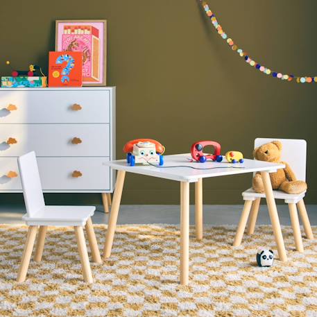 Table carrée enfant bois de pin 2 assises - judith Blanc+Rose+Vert+Vert olive 3 - vertbaudet enfant 