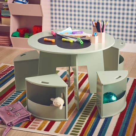 Table effet ardoise et 4 chaises avec rangement pour enfant Blanc+Vert 9 - vertbaudet enfant 