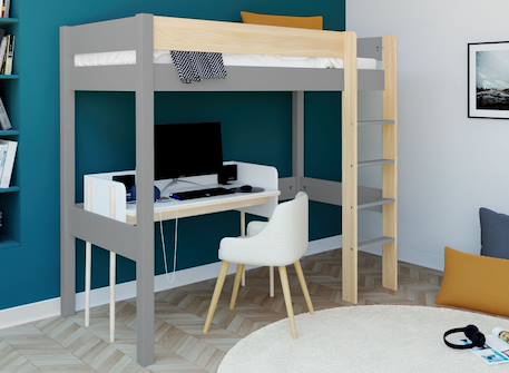 Lit mezzanine landes Blanc & bois massif+Bois massif kaki+Flanelle et bois massif+Kaki et bois massif 9 - vertbaudet enfant 