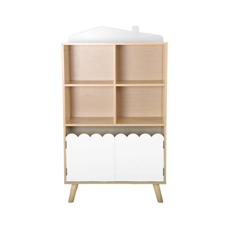 Bibliothèque enfant, 2 portes et 4 étagères Blanc+Naturel+Rose+Vert 4 - vertbaudet enfant 