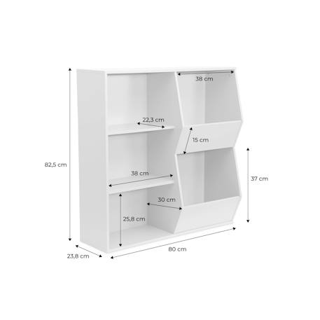 Meuble de rangement enfant, 3 étagères et 2 espaces de rangement Blanc+Rose+Vert 16 - vertbaudet enfant 