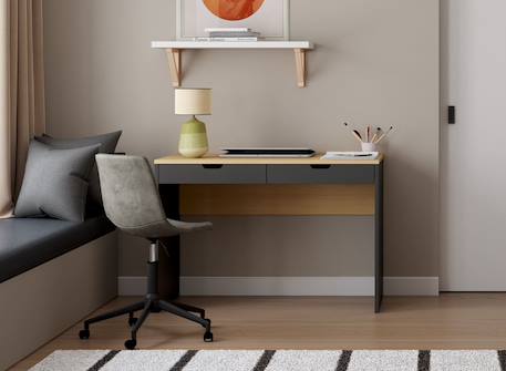 Bureau milor Anthracite & bois+Blanc & bois 1 - vertbaudet enfant 