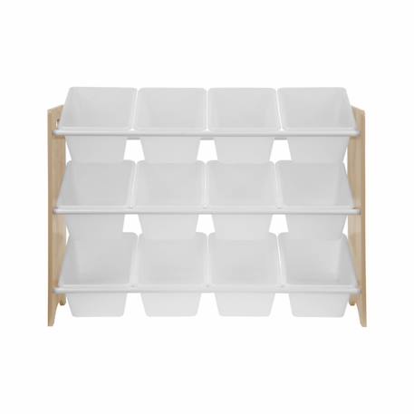 Meuble de rangement jouet avec 12 casiers, tobias, l 84 x p 29,5 x h 60cm Blanc+Naturel 10 - vertbaudet enfant 