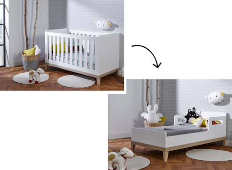 Lit bébé évolutif evidence Blanc & bois 2 - vertbaudet enfant 