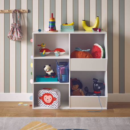 Meuble de rangement enfant, 3 étagères et 2 espaces de rangement Blanc+Rose+Vert 3 - vertbaudet enfant 