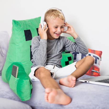 Coussin de lecture ultra-confortable avec dossier haut et accoudoirs Minecraft Bleu - steve+Orange - alex+Vert - creeper 14 - vertbaudet enfant 