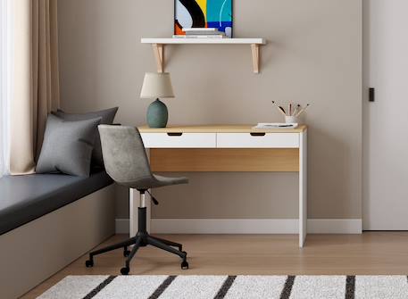 Bureau milor Anthracite & bois+Blanc & bois 5 - vertbaudet enfant 