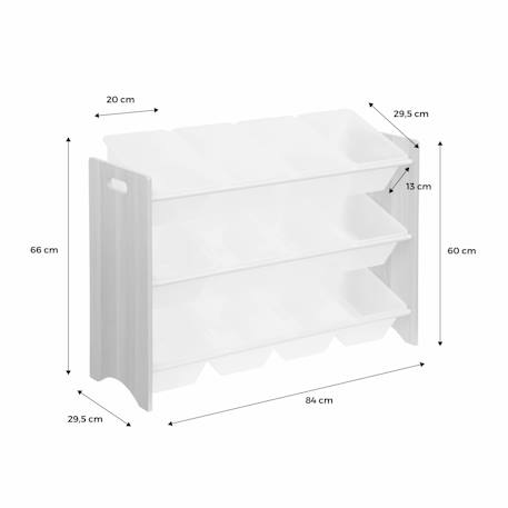 Meuble de rangement jouet avec 12 casiers, tobias, l 84 x p 29,5 x h 60cm Blanc+Naturel 6 - vertbaudet enfant 