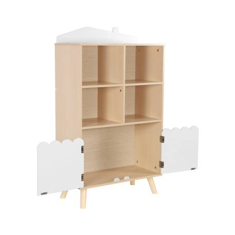 Bibliothèque enfant, 2 portes et 4 étagères Blanc+Naturel+Rose+Vert 5 - vertbaudet enfant 