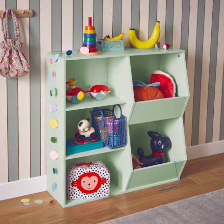 Meuble de rangement enfant, 3 étagères et 2 espaces de rangement Blanc+Rose+Vert 15 - vertbaudet enfant 