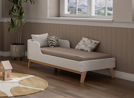 Lit bébé évolutif equilibre Blanc & bois 2 - vertbaudet enfant 