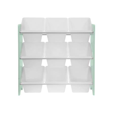 Lot de 2 meubles de rangement pour enfant, 18 casiers - tobias - mdf décor bois naturel, 64x295x60cm Blanc+Vert céladon 12 - vertbaudet enfant 