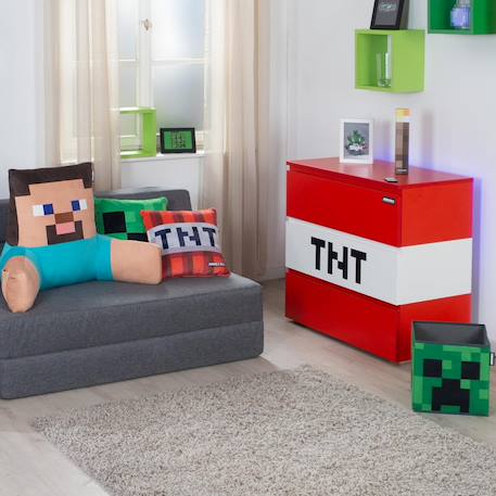 Coussin de lecture ultra-confortable avec dossier haut et accoudoirs Minecraft Bleu - steve+Orange - alex+Vert - creeper 6 - vertbaudet enfant 