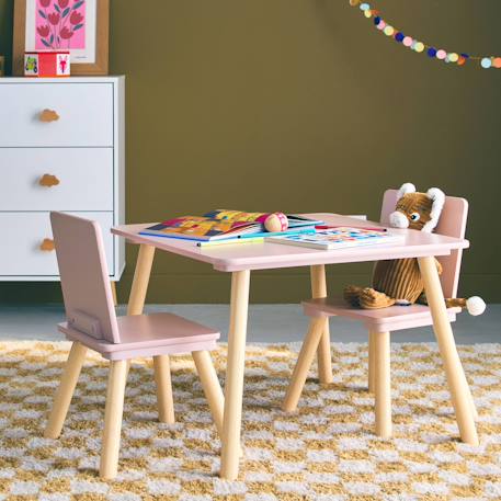 Table carrée enfant bois de pin 2 assises - judith Blanc+Rose+Vert+Vert olive 9 - vertbaudet enfant 