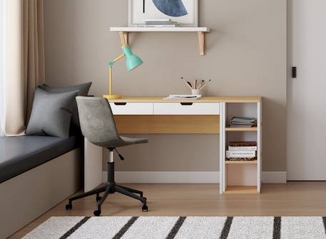 Bureau avec caisson milor Anthracite & bois+Blanc & bois 5 - vertbaudet enfant 