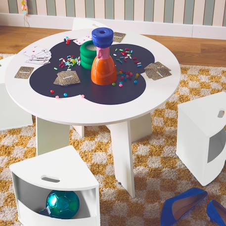 Table effet ardoise et 4 chaises avec rangement pour enfant Blanc+Vert 3 - vertbaudet enfant 
