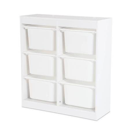 Meuble de rangement enfant 6 bacs de rangement en plastique Blanc+Naturel 5 - vertbaudet enfant 