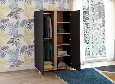 Armoire milor Anthracite & bois+Blanc & bois 2 - vertbaudet enfant 