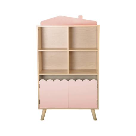 Bibliothèque enfant, 2 portes et 4 étagères Blanc+Naturel+Rose+Vert 17 - vertbaudet enfant 