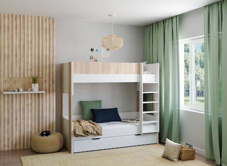 Lit superposé 3 places dune Blanc & bois 1 - vertbaudet enfant 