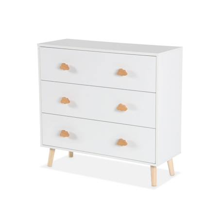 Commode enfant, décor bois, 3 tiroirs, pieds et poignées nuage en pin Blanc 6 - vertbaudet enfant 