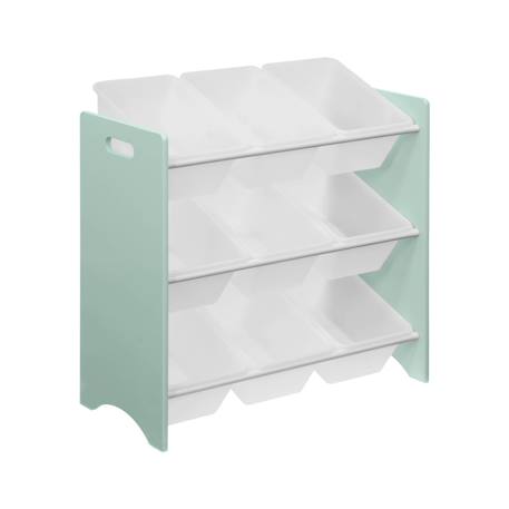 Lot de 2 meubles de rangement pour enfant, 18 casiers - tobias - mdf décor bois naturel, 64x295x60cm Blanc+Vert céladon 9 - vertbaudet enfant 