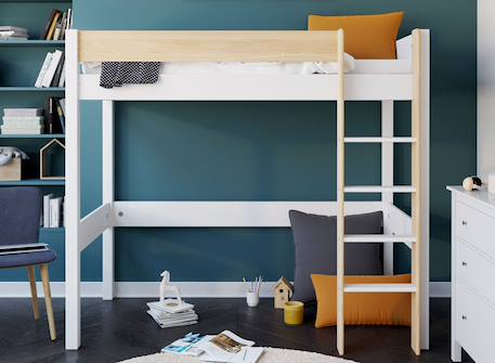 Lit mezzanine landes Blanc & bois massif+Bois massif kaki+Flanelle et bois massif+Kaki et bois massif 2 - vertbaudet enfant 
