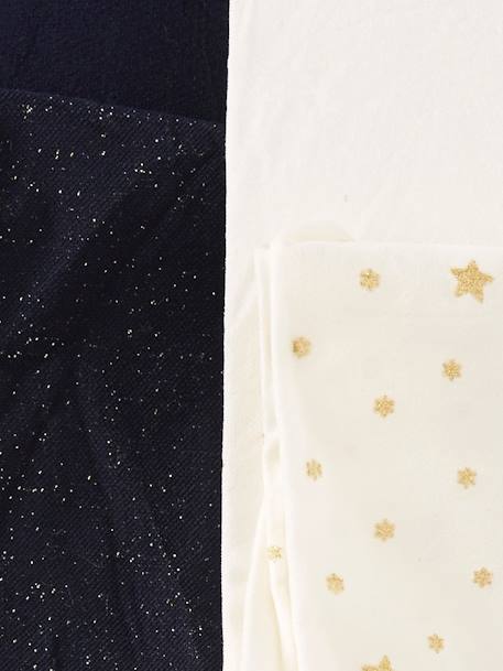 Lot de 2 collants fantaisie détails brillants fille en polyamide LOT BEIGE IRISE 2 - vertbaudet enfant 