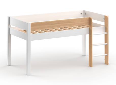 Lit mi-hauteur landes Blanc & bois massif+Flanelle et bois massif 3 - vertbaudet enfant 