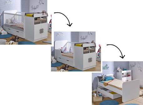 Lit bébé évolutif combiné madrid Blanc 5 - vertbaudet enfant 