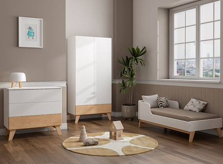 Lit bébé évolutif equilibre Blanc & bois 6 - vertbaudet enfant 
