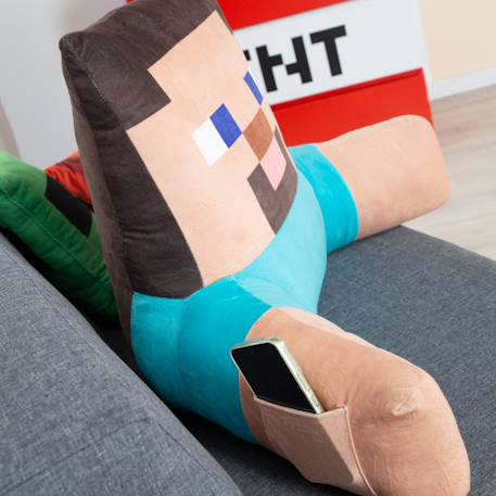 Coussin de lecture ultra-confortable avec dossier haut et accoudoirs Minecraft Bleu - steve+Orange - alex+Vert - creeper 5 - vertbaudet enfant 