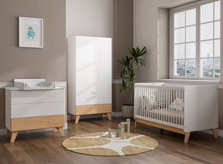 Lit bébé évolutif equilibre Blanc & bois 4 - vertbaudet enfant 