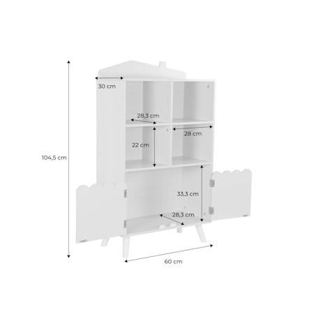 Bibliothèque enfant, 2 portes et 4 étagères Blanc+Naturel+Rose+Vert 16 - vertbaudet enfant 