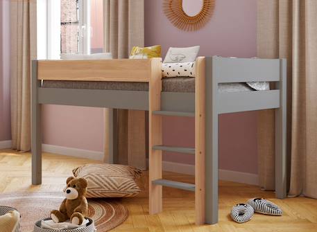 Lit mi-hauteur landes Blanc & bois massif+Flanelle et bois massif 5 - vertbaudet enfant 